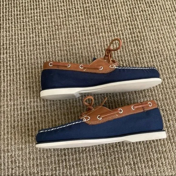 J. Crew Factory Canvas Boat Shoes in Navy - Picture 5 of 6